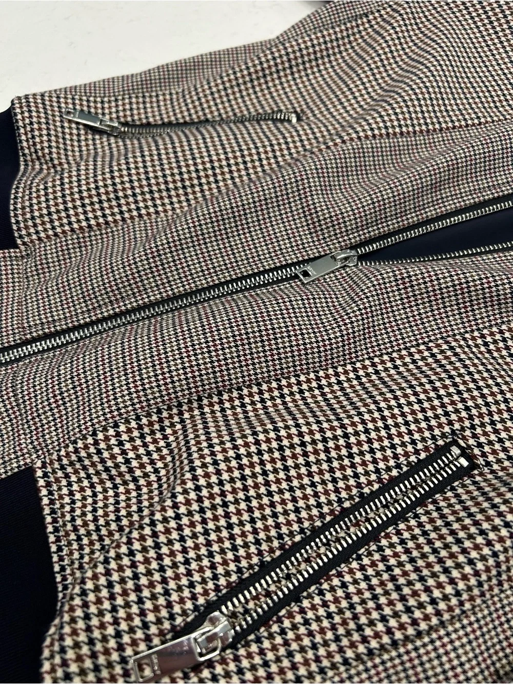 DKNY Black & Cream Houndstooth Bomber Jacket